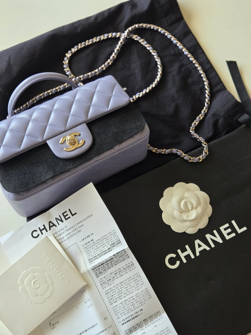 Chanel Quilted Top-Handle Crossbody Bag in Lavender